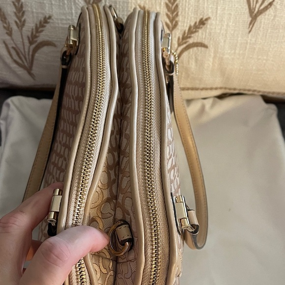 Coach Madison Pearlescent Khaki Georgie Op Art Convertible Satchel #A1420-30406 - Picture 3 of 11